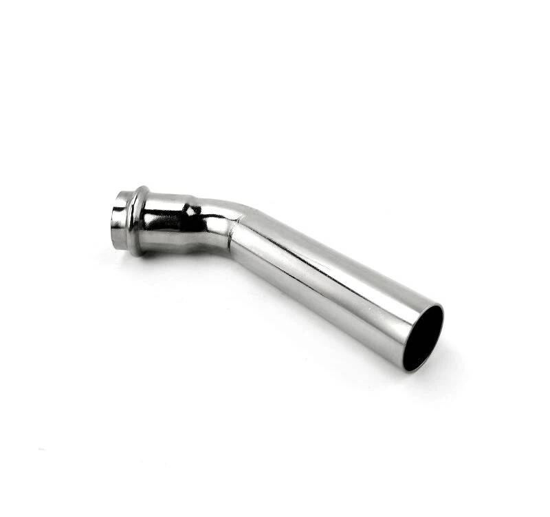 Ruostumattomasta teräksestä valmistettu puristin 45° B-kyynärpää